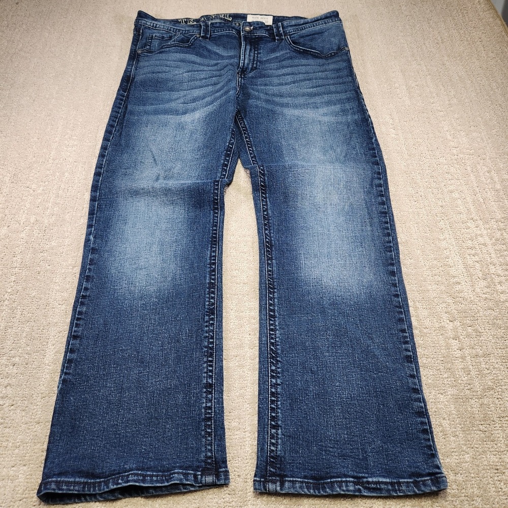 TK Axel Jeans Men 38x30 *READ Slim Bootcut Thick Stitch Cowboy Rodeo